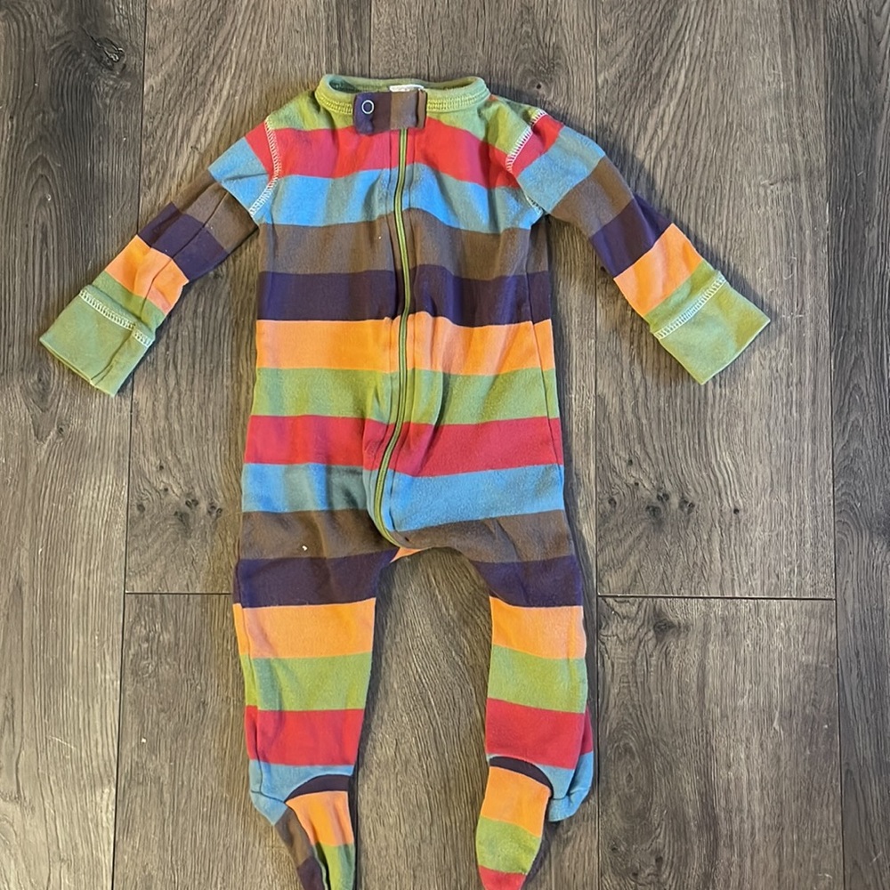 Sweet Peanut Striped One Piece Romper Pajamas- 6/12 Months